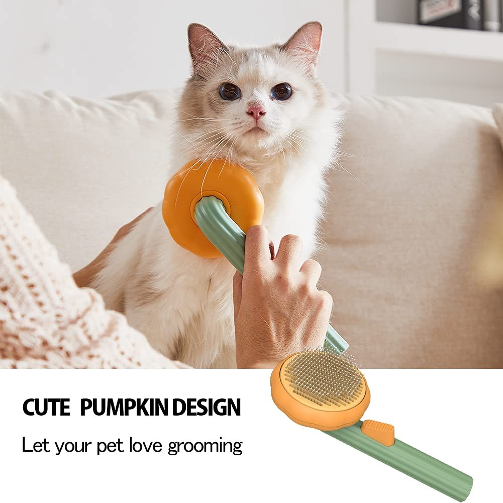 Pet Pumpkin Brush, Pet Grooming Self Cleaning Slicker Brush Slicker Brush