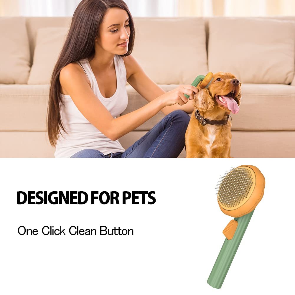 Pet Pumpkin Brush, Pet Grooming Self Cleaning Slicker Brush Slicker Brush