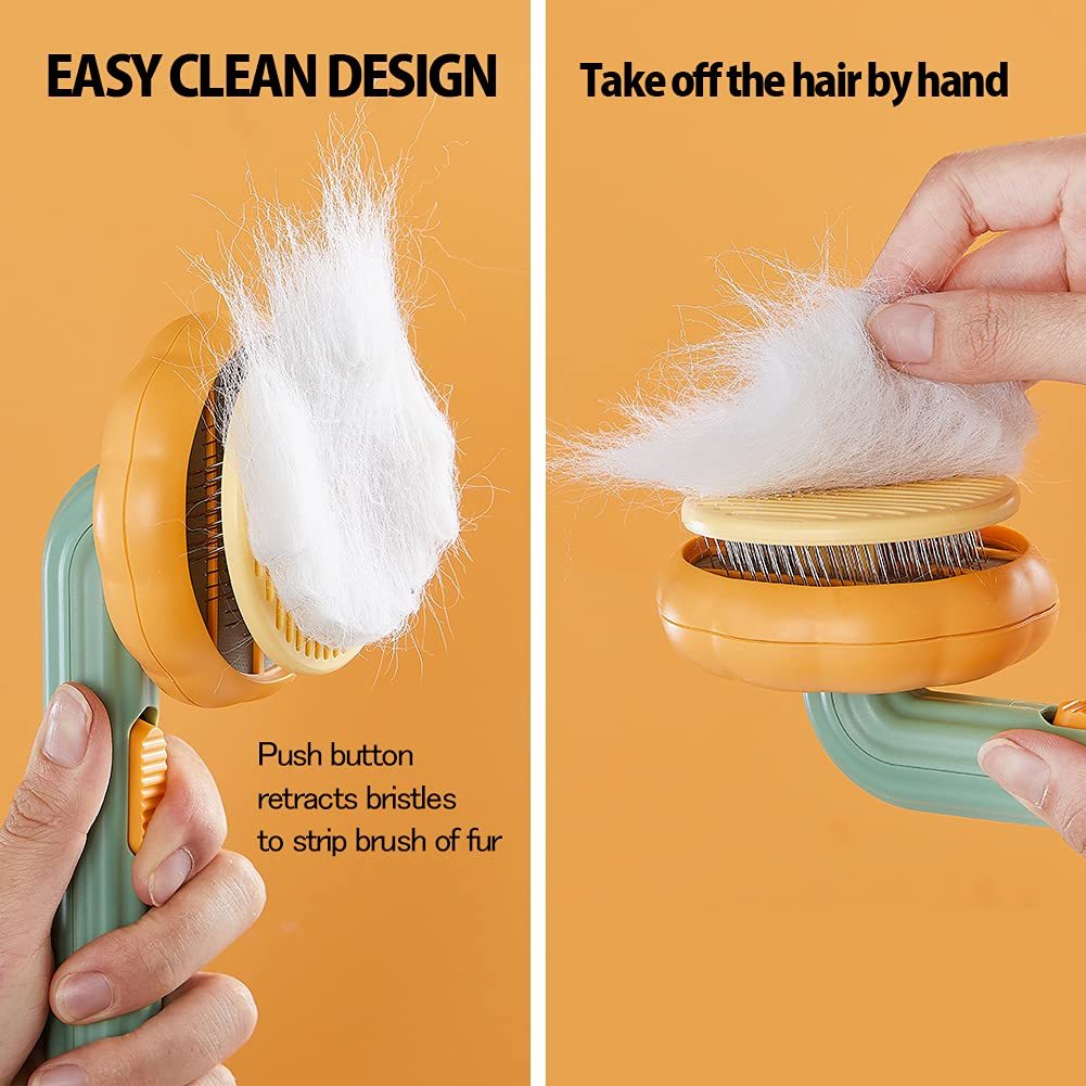 Pet Pumpkin Brush, Pet Grooming Self Cleaning Slicker Brush Slicker Brush