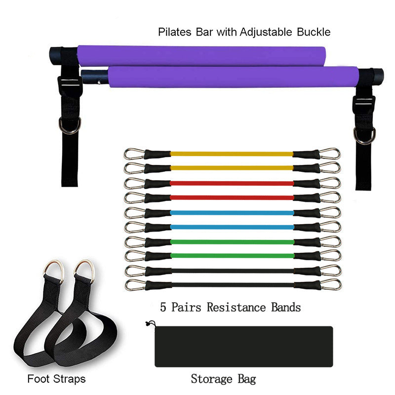 Fitness Yoga Pilates Bar Portable Gym Accessories Sport Elastic Workout Equipment