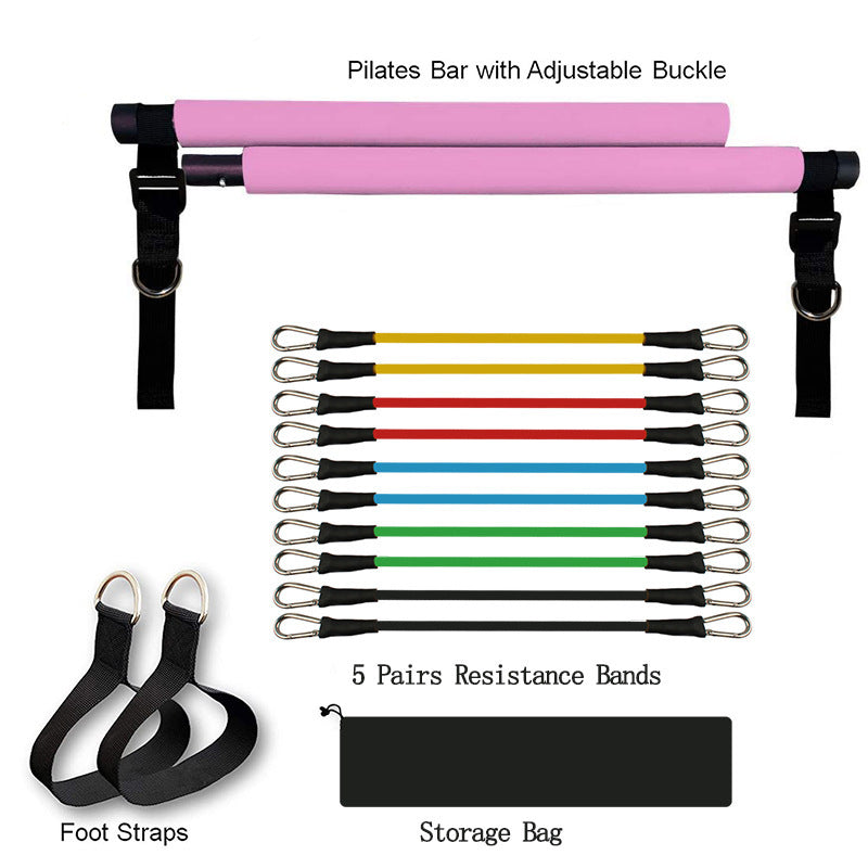 Fitness Yoga Pilates Bar Portable Gym Accessories Sport Elastic Workout Equipment