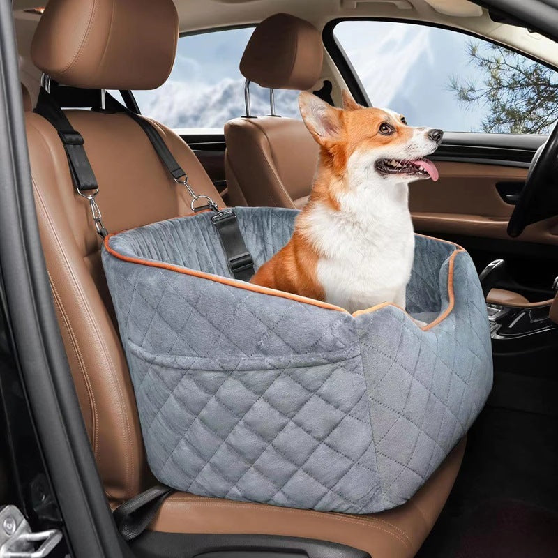 Comfy and Safe Dog Car Seat for Small Dogs, Comfy Car Dog Bed with 2 Clip-On Safety Leashes, Pet Travel Car Seat with Ultra Soft Fabric, Easy to Install and Fully Removable Washable