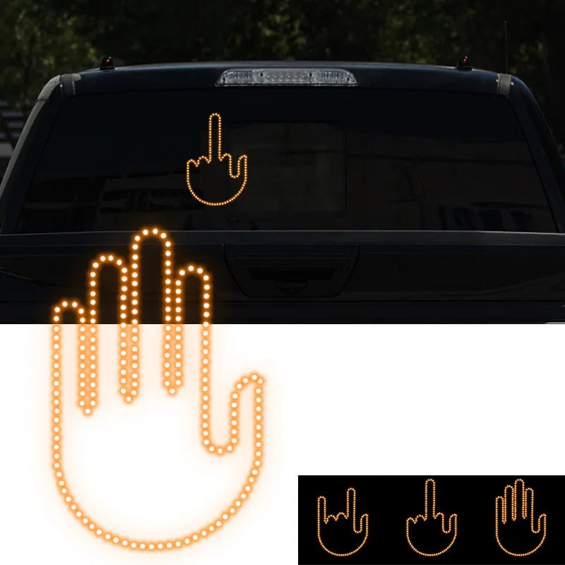 Car Finger Light With Remote Road Rage Signs Middle Finger Gesture Light Hand Lamp