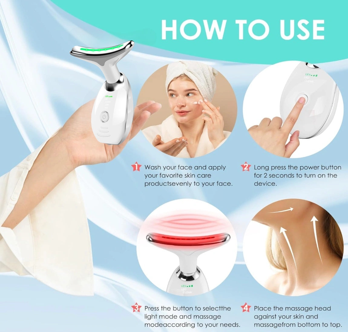 Neck Face Massager Skin Care Facial Massage Device With 3 Massage Modes For Skin Rejuvenation