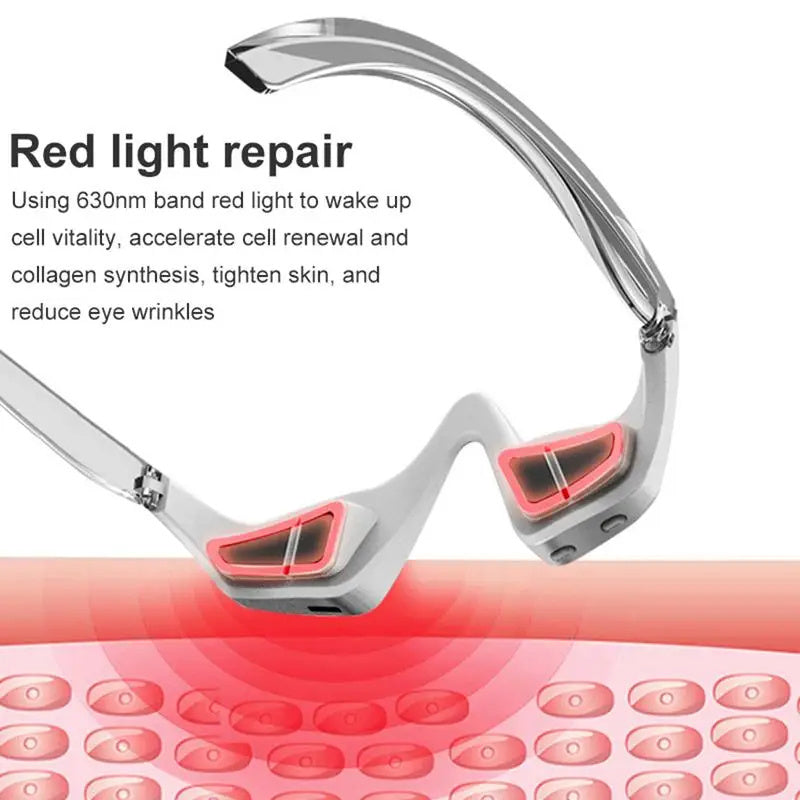 Under Eyes Red Light Therapy Massager Glasses,Microcurrent Eye face led red light Beauty Device under Eye Massager Eyes Bag Remover for Reduce Dark Circles Puffiness Wrinkles Relax Eye Strain