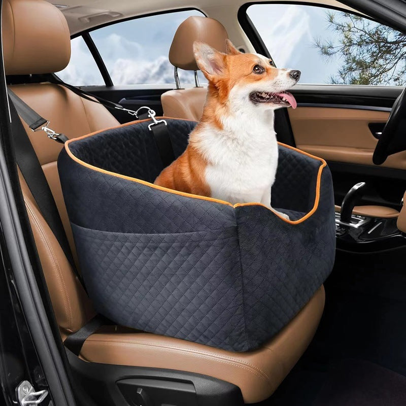 Comfy and Safe Dog Car Seat for Small Dogs, Comfy Car Dog Bed with 2 Clip-On Safety Leashes, Pet Travel Car Seat with Ultra Soft Fabric, Easy to Install and Fully Removable Washable