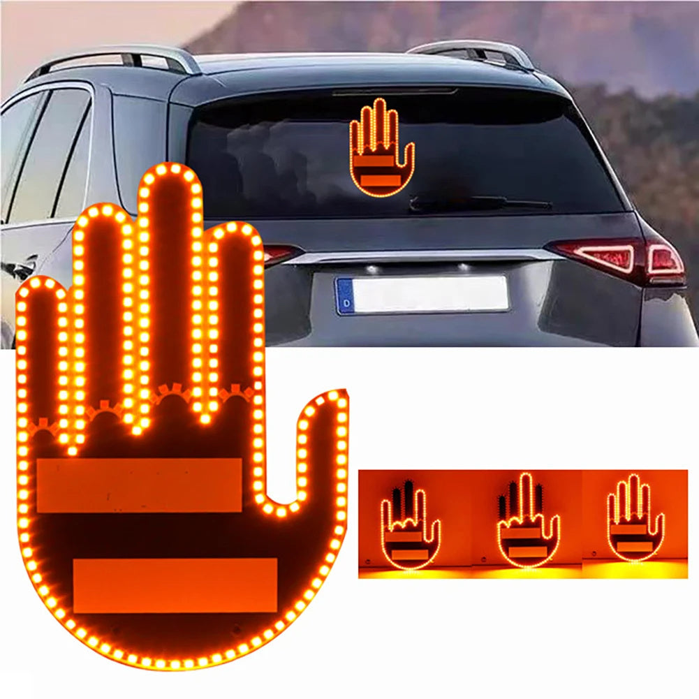 Car Finger Light With Remote Road Rage Signs Middle Finger Gesture Light Hand Lamp