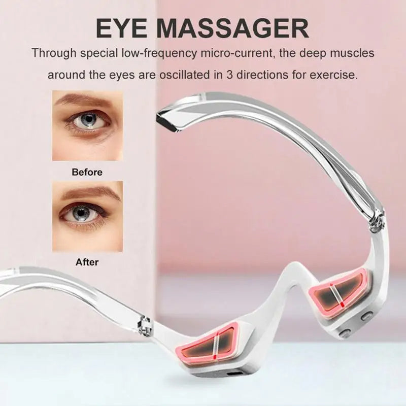 Under Eyes Red Light Therapy Massager Glasses,Microcurrent Eye face led red light Beauty Device under Eye Massager Eyes Bag Remover for Reduce Dark Circles Puffiness Wrinkles Relax Eye Strain